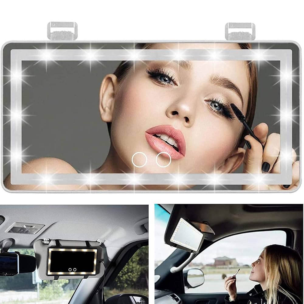 🌟 Espejo de Tocador con Visera de Coche Recargable con LED.
