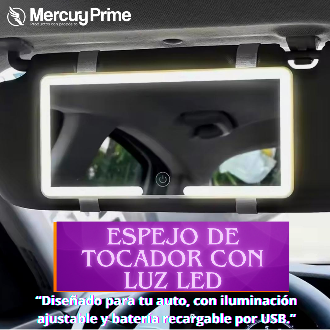 🌟 Espejo de Tocador con Visera de Coche Recargable con LED.