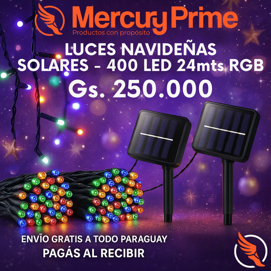 Luces Navideñas Solares – 400 LED RGB. 24mts ✨🎄